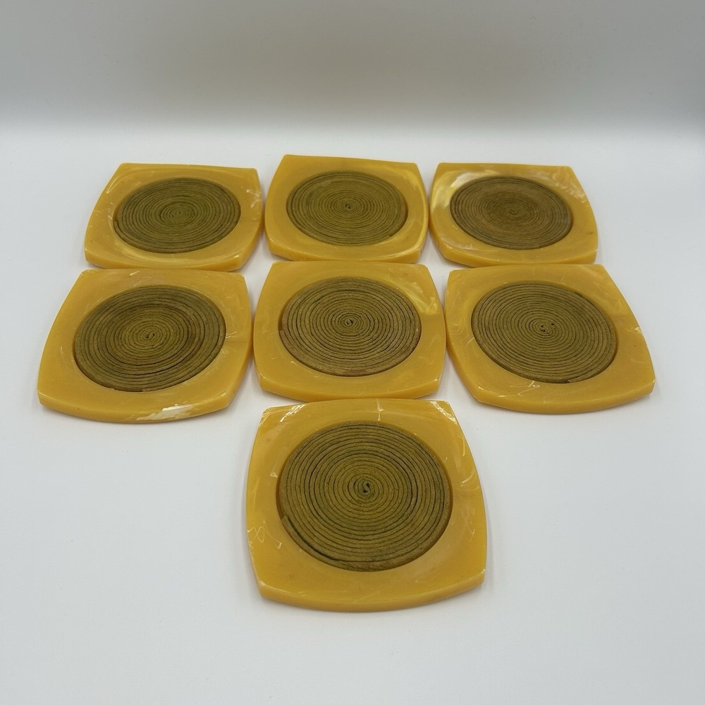 Vintage Mid Century Bakelite‎ Drink Coaster Set 7pc
